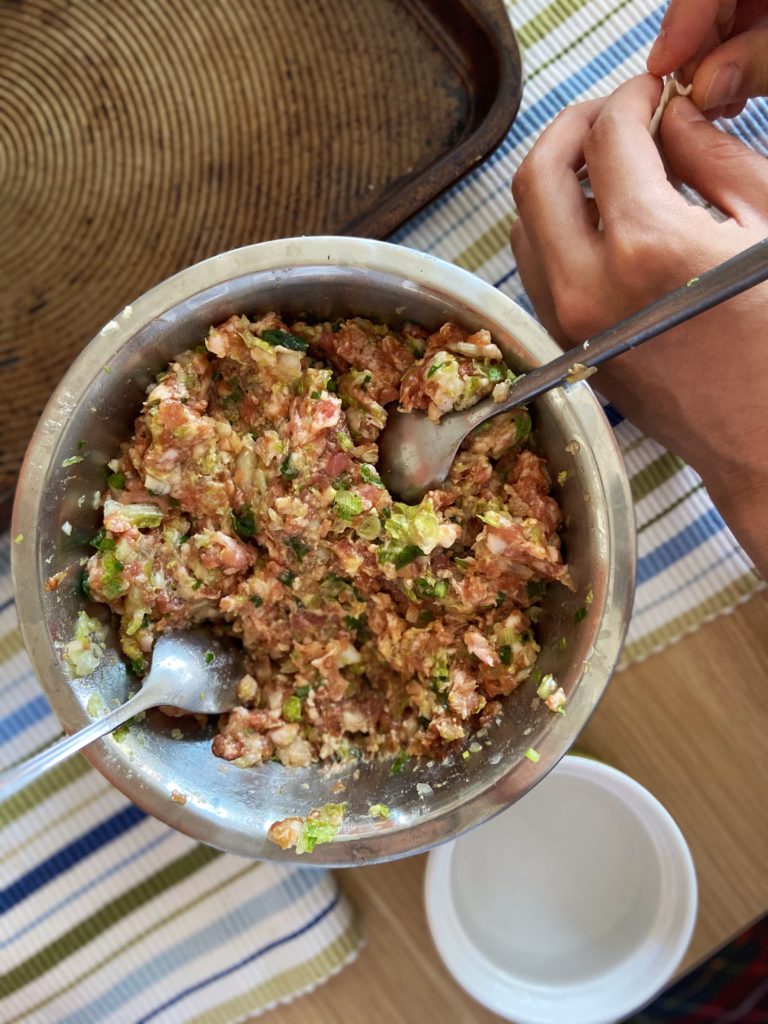 Pork dumpling filling.