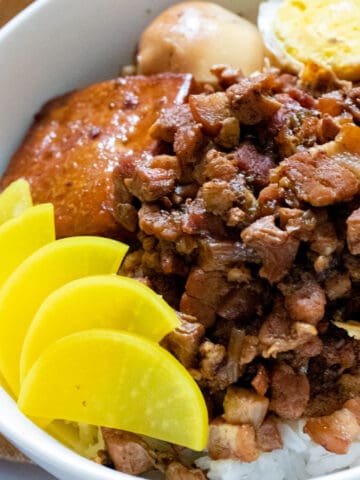 Taiwanese braised pork belly rice bowl