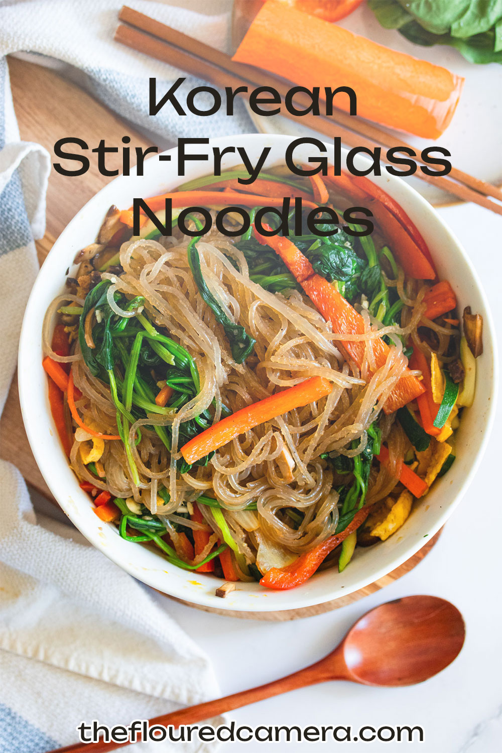 Korean Glass Noodle Vegetable Stir Fry (Japchae) - The Floured Camera