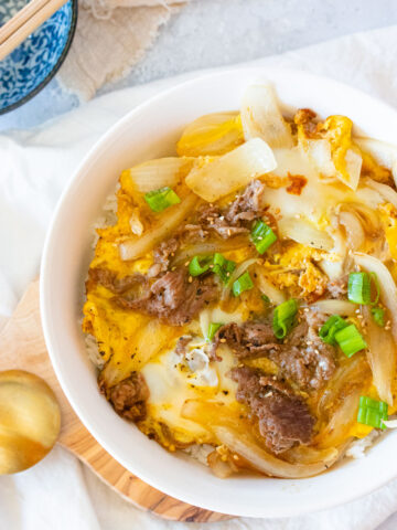 bowl of beef rice bowl gyudon