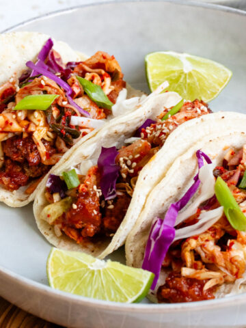 Korean fried chicken tacos.