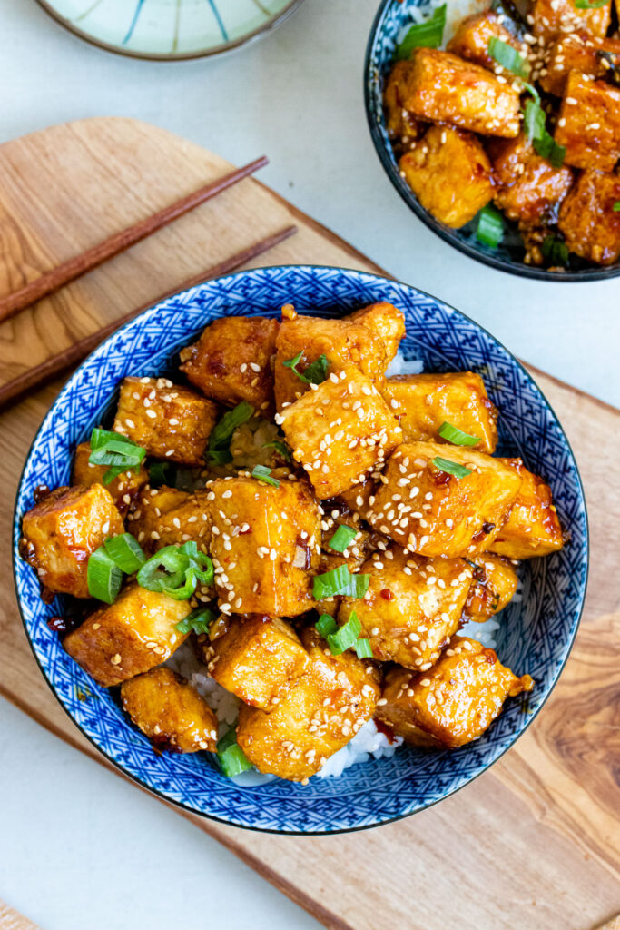 honey sesame pan-fried tofu