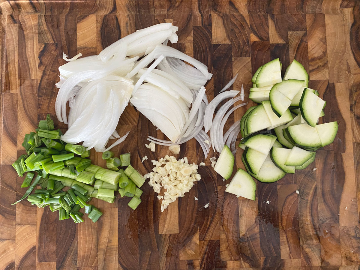 vegetables on cutting board