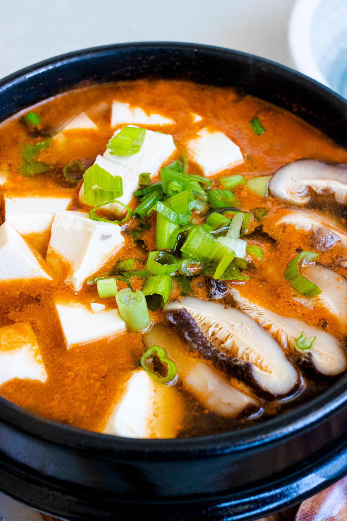 Kimchi Mushroom Soft Tofu Stew (Vegetarian) - The Floured Camera