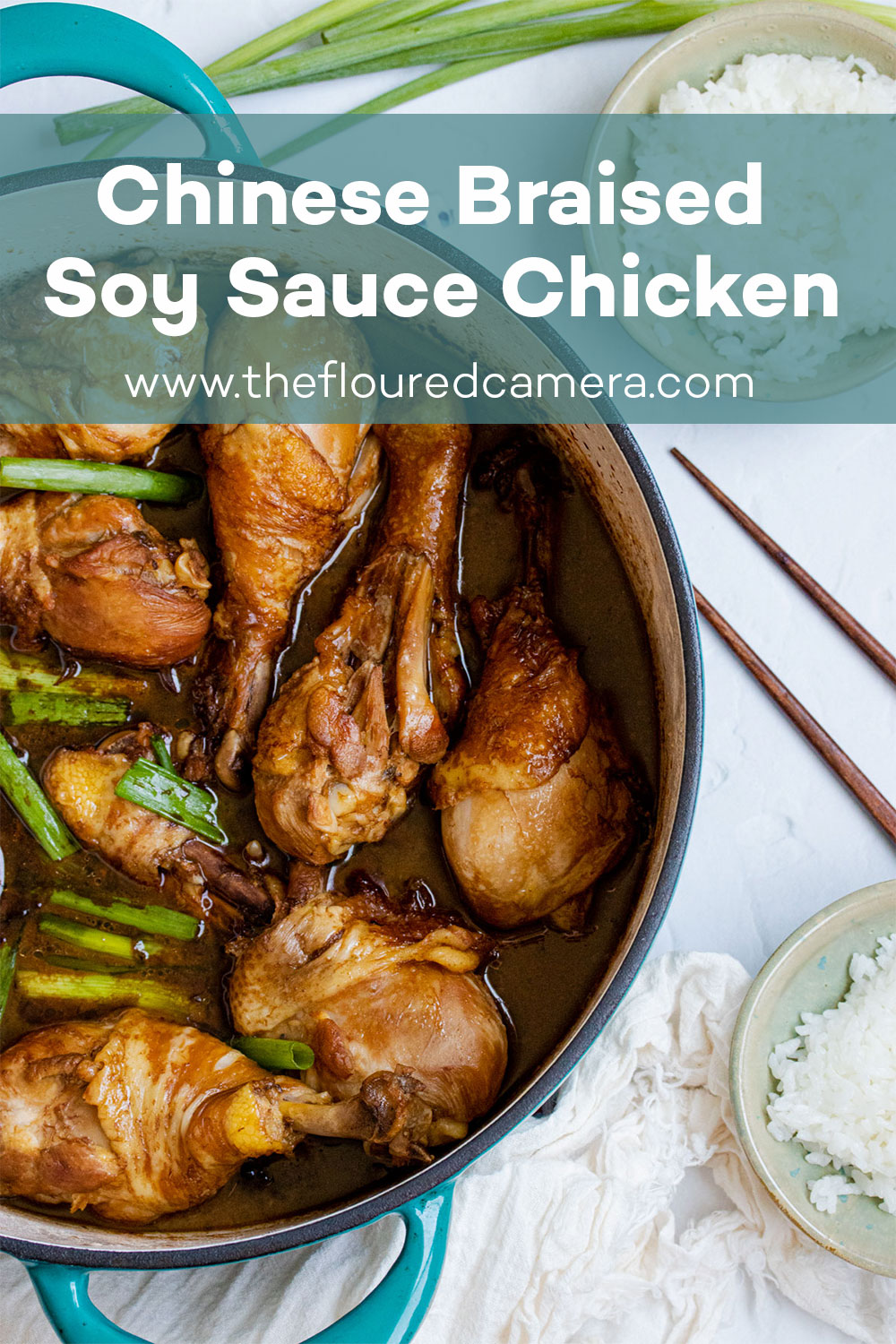 chinese braised soy sauce chicken in heavy dutch oven pot