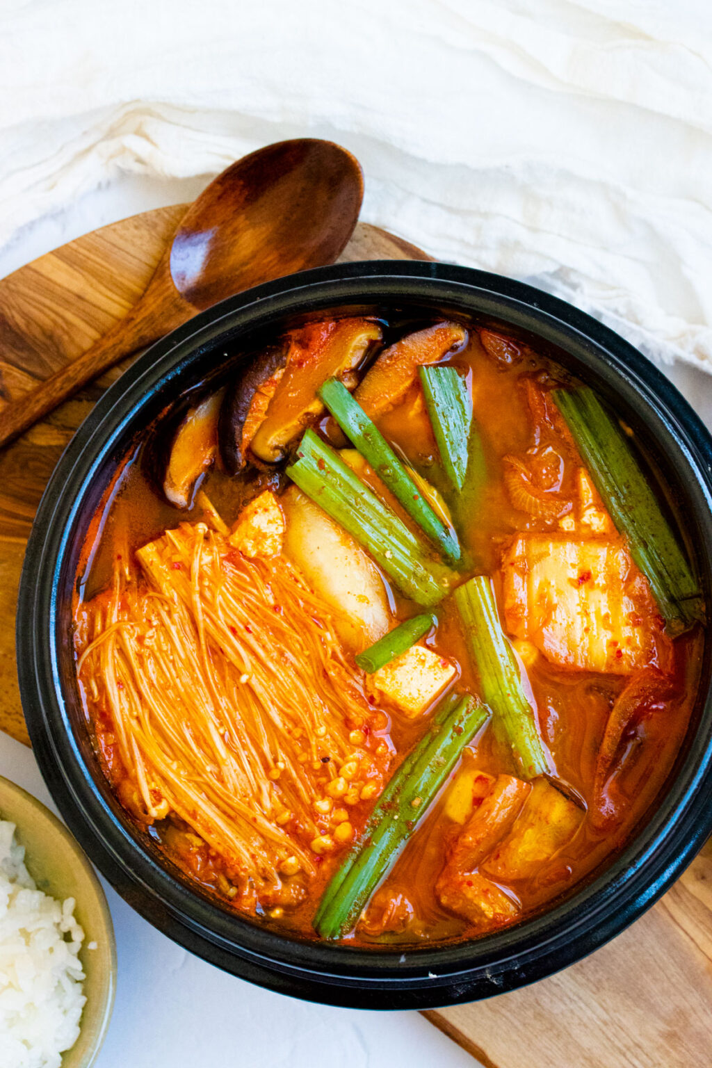 Kimchi Mushroom Soft Tofu Stew (Vegetarian) The Floured Camera