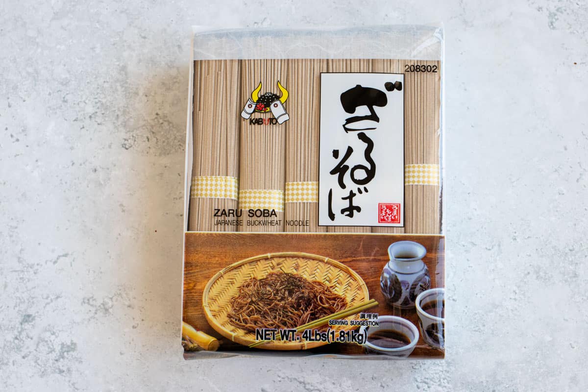 Package of buckwheat noodles.