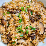 Bowl of Japanese mushroom risotto.