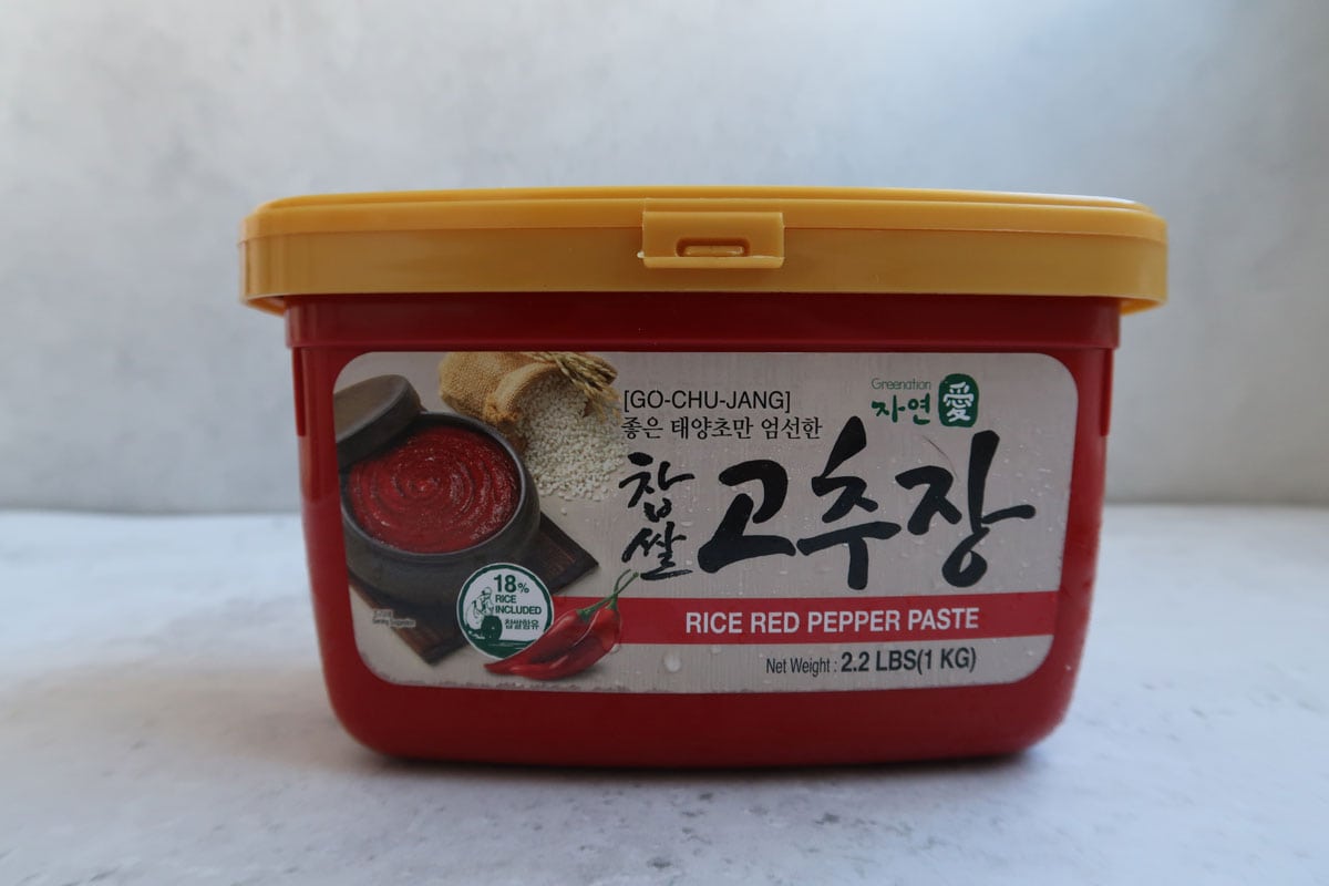 Container of gochujang.