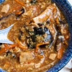 Hot and sour soup in bowl.