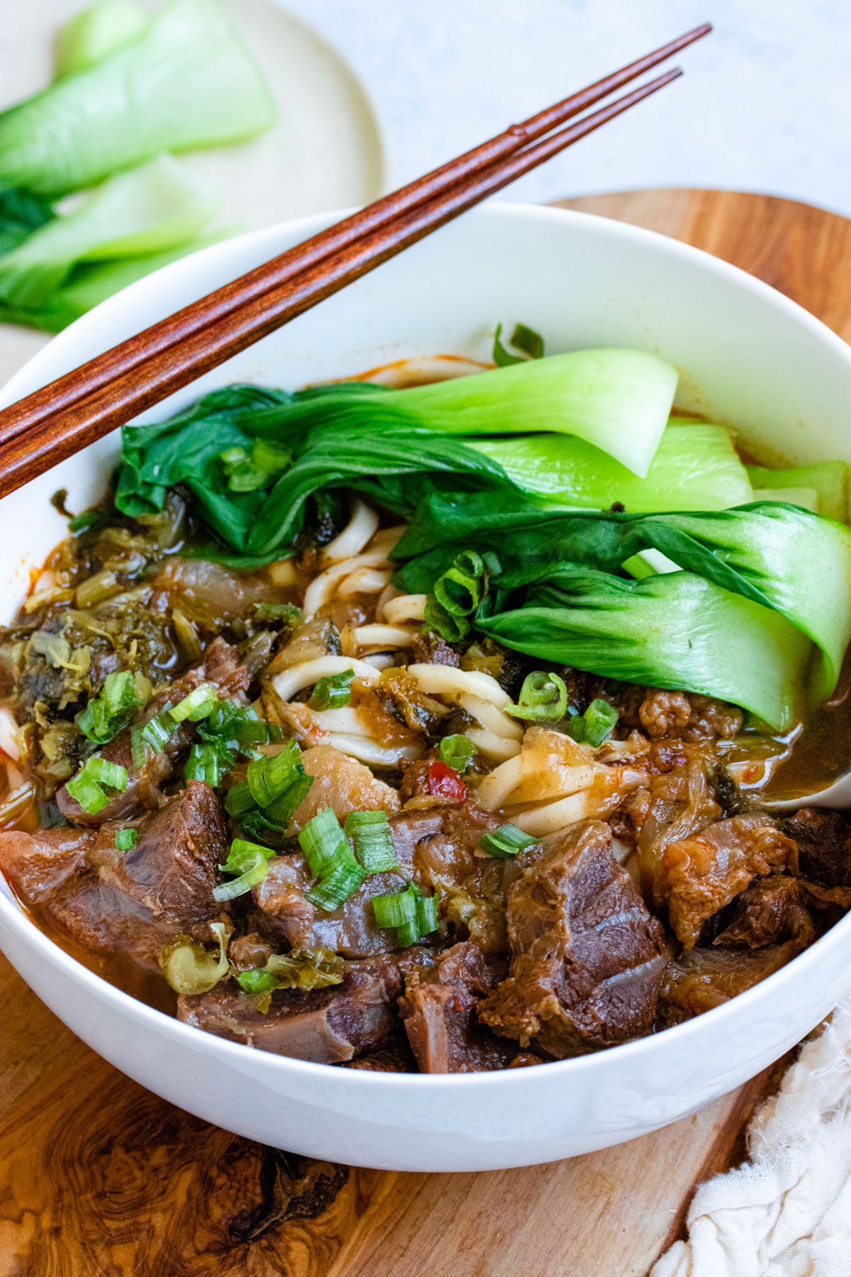 Taiwanese beef noodle soup made in an Instant Pot. 