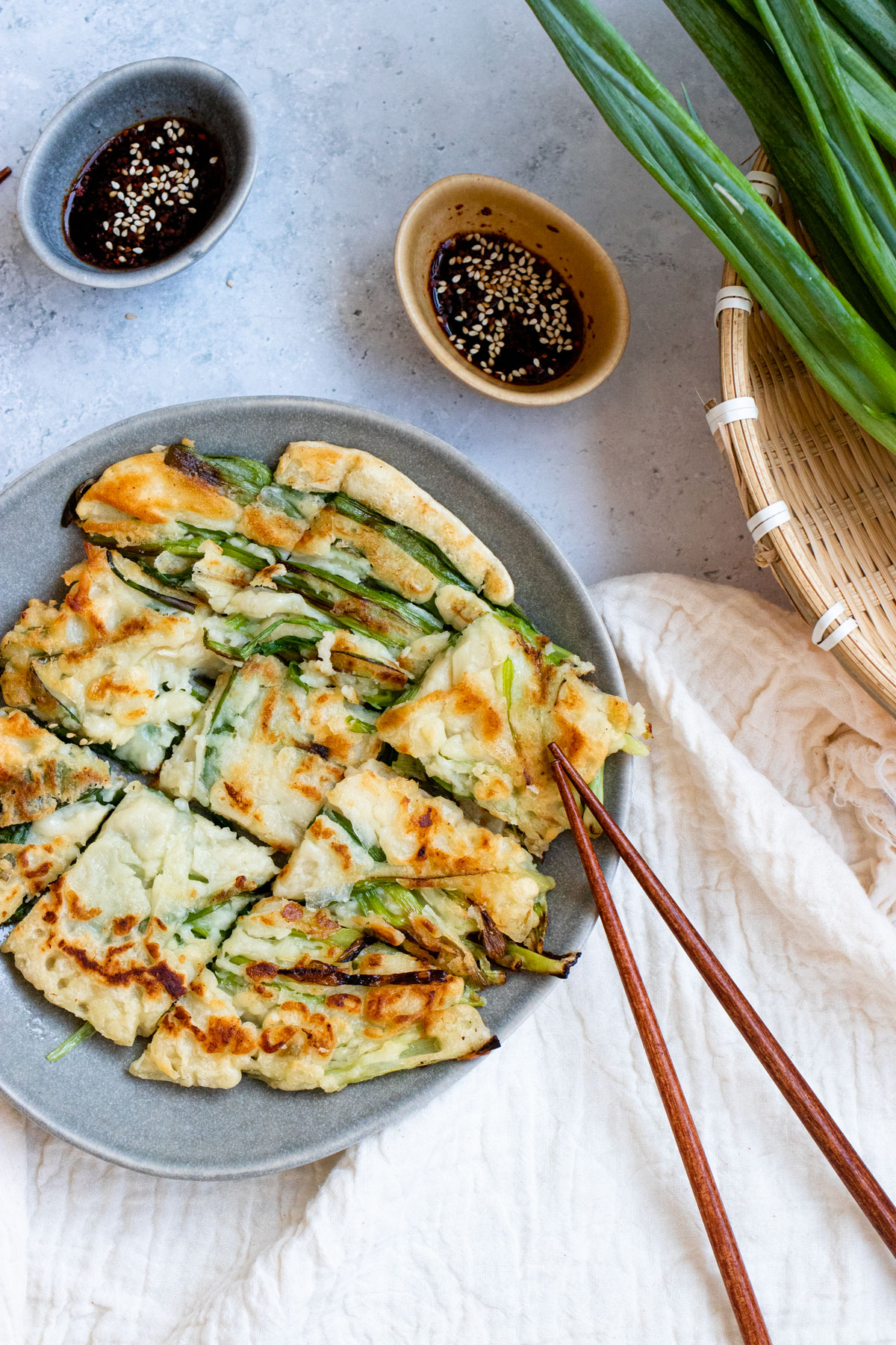 Korean scallion pancakes.