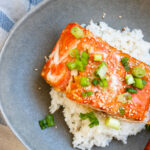 Baked honey miso salmon.