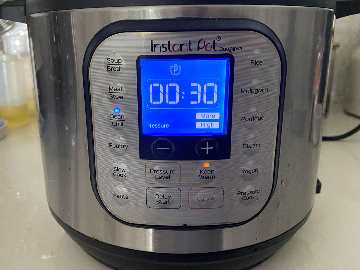 Instant Pot set to 30 minutes.